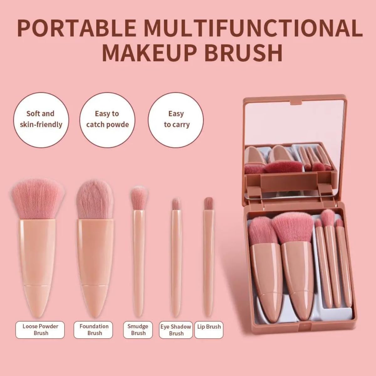 Exclusive Purple Chinon Kurta Set with Gold Embroidery & Portable 5-in-1 Travel Makeup Brush Set with Mirror - Festive Ready Beauty & Fashion Combo