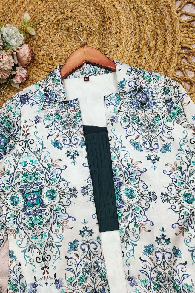 Premium Tebby Organza Embroidered Co-ord Set - Teal & Floral Party Wear