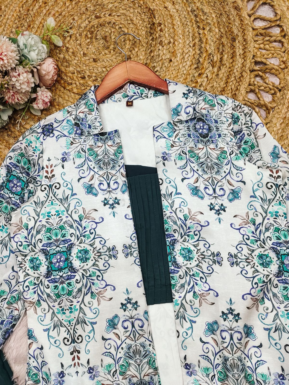 Premium Tebby Organza Embroidered Co-ord Set - Teal & Floral Party Wear